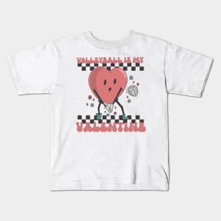 Retro Volleyball Valentines Day shirt, Volleyball Is My Valentine, Volleyball Heart Player Kids T-Shirt